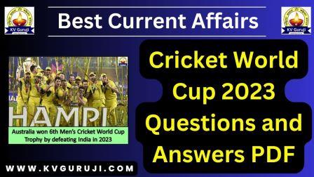 Cricket World Cup 2023 Questions and Answers PDF, Winner, Awards, Final India