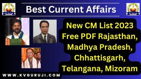New CM List 2023 Free PDF Rajasthan, Madhya Pradesh, Chhattisgarh, Telangana, Mizoram