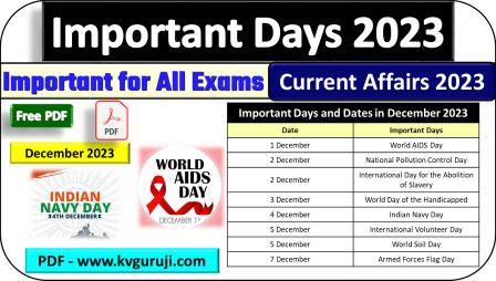 Important Days in December 2023 PDF: National and International Dates List