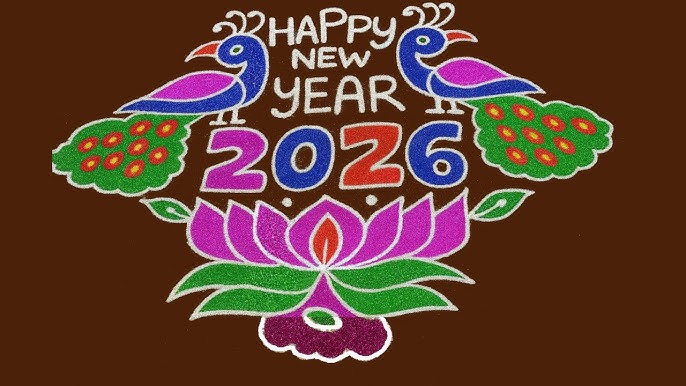 Easy Happy New Year 2026 Rangoli Design Images Free Download